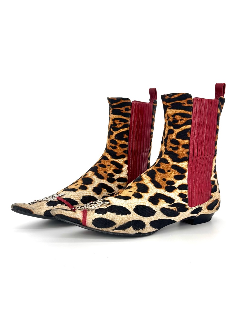 Dior John Galliano Retro Vintage I Love Dior Leopard Print Chelsea Boots 41.5